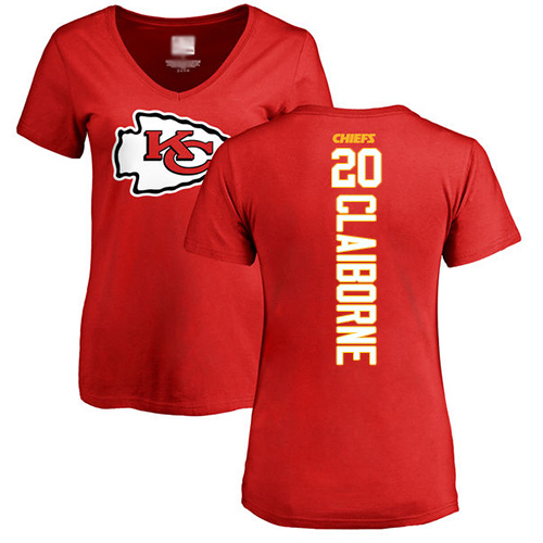 Women Football Kansas City Chiefs #20 Claiborne Morris Red Backer T-Shirt->nfl t-shirts->Sports Accessory